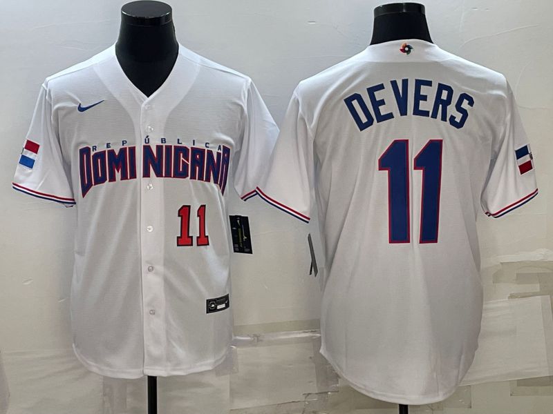 Men 2023 World Cub 11 Devers White Nike MLB Jersey5